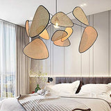 LJYKBFL Suspension Boho, Lustre en rotin, 10 Feuilles de Ferme tissées à la Main, luminaire Suspendu rétro au Plafond, Lustre Suspendu pour Salon, Chambre à Coucher, Salle à Manger, Cuisine