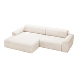 Mobilier-Deco Sofia - Canapé d'angle en Velours Gros côtelé Blanc écru - Angle Gauche