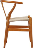 CEMELI Wishbone Lot de 2 chaises de salle à manger en bois massif naturel avec accoudoirs en rotin et bois