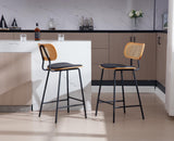 chairus Chaise Bar Cuisine avec Dossier en Rotin Lot de 2 Tabourets de Bar en Cuir Synthétique Modern Chaise Haute sans Accoudoirs (Noir)