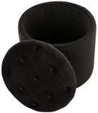 Tabouret Pouf Patin en Velours I Tabouret Coffre avec Espace De Rangement I Pouf Repose-Pieds, Couleur:Noir