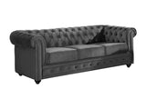 Vente-unique - Canapé 3 Places Chesterfield - Velours Anthracite