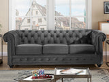 Vente-unique - Canapé 3 Places Chesterfield - Velours Anthracite
