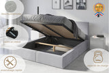 Interbeds Lit rembourré Double avec Coffre sommier Cadre de lit tapissé (Gris, 160x200)
