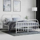 vidaXL Cadre de lit métal avec tête de lit/Pied de lit Blanc 140x200cm, lit Double, Meuble de Chambre à Coucher, lit d'invité, lit
