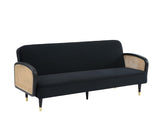 BAÏTA Canapé Droit Convertible Lea 3 Places en Velours Noir