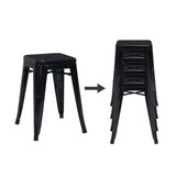 DUHOME Tabouret de Bar Industriel Chaise Salle à Manger Lot de 2 Tabouret Empilables Siège Bistrot Cadre en Métal pour Cuisine Restaurants (Noir, 46cm)