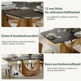 POVISON Table de Salle à Manger 180cm pour 6-8 Personnes, Table à Manger avec Plateau Rectangulaire en Pierre Frittée Noir, Pied en Acier Carbone,Table sans Chaise, 180 * 90 * 75cm