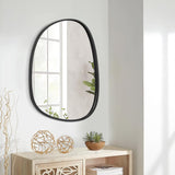 Lzuso Miroir Mural Noir décoratif asymétrique Grand Miroir Mural Ovale Moderne à Cadre en Bois Style Unique vanité Murale Art Miroir à Vagues Salon Chambre Salle de Bain xuanguan 65x45cm