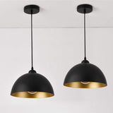 lux.pro Lot de 2 Lampes à Suspension Éclairage Intérieur Hauteur Réglable Métal Diamètre 30 cm Noir Doré
