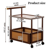 Générique Table d'appoint roulante à roulettes, Table de Chevet en Bambou avec Panier de Rangement, Table d'angle Mobile en rotin Style bohème, Petit Chariot de Rangement pour Salon, Chambre