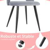 WAFTING Lot de 2 Chaises de Salle à Manger, Chaise avec Velours Côtelé en Éponge Épaisse, Chaise de Cuisine avec Pieds Métalliques Séparés, pour Salle à Manger, Cuisine et Réception, Gris