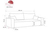 IDOHOME Canapé Lit 246x93 cm - Canapé 3 Places Convertible Velours Côtelé - 3-Seater Convertible Sofa Bed