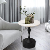 Table appoint Bout de canape Ronde Métal, Marbre, Noir