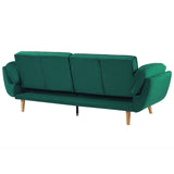 Canapé Lit Clic Clac Convertible 3 Places en Velours Vert avec Pieds en Bois Idéal pour Salon ou Chambre d'Amis au Style Rétro et Scandinave Beliani