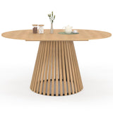 IDMarket - Table à Manger Extensible Ronde Carmen 110-150 cm Lattes Bois