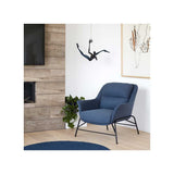 Tousmesmeubles Fauteuil avec accoudoirs Bleu Tissu/Métal - TEULAT Sadira - L 88 x l 84 x H 87 cm - Neuf