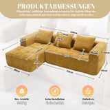 Sapgaks Canapé convertible pour 1 à 3 places, canapé modulaire, canapé d’angle avec poches latérales, tissu chenille, avec chaise longue et accoudoirs, coussins de siège inclus (Jaune + Chenille + 3