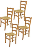 t m c s Tommychairs - Set 4 chaises Venice pour Cuisine, Bar et Salle à Manger, Robuste Structure en Bois de hêtre peindré en Couleur chêne et Assise en Paille