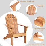 COSTWAY Chaise de Jardin Extérieur Adirondack en Bois Résistant aux Intempéries avec Dossier Incurvé Charge Max. 170KG pour Jardin/Patio/Pelouse et Terrasse