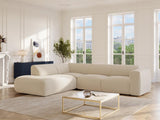 Vente-unique - Grand canapé d'angle Gauche avec Dossier méridienne en Tissu texturé Beige POGNI de Maison Céphy