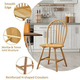 Lot de 2 chaises de salle à manger en bois massif de style campagnard avec dossier pour maison, cuisine, restaurant et bistrot, finition naturelle