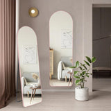 NESHER HOME Miroir Mural Pleine Longueur 160x50cm Complet arqué à Poser au Sol avec Support ou à accrocher au Mur avec kit de Fixation Inclus - Finition du Cadre en Aluminium brossé Rose Gold