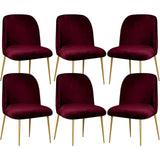 Lot de 2 chaises de salle à manger modernes en velours avec dossier incurvé, style milieu du siècle, pour cuisine et salon, bordeaux