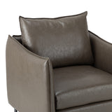 HULALA HOM Fauteuil en Cuir Fauteuil d'appoint Moderne en Similicuir Rembourré Chaises de Salon avec Coussin Mobile pour Salon Bureau Lecture Réception Client Brown