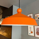 bamyum Lema Suspension Luminaire Industriel 37,5 cm en Bois et Métal, Suspension Luminaire Vintage, Lustre Cuisine, Lampe Suspendue Table à Manger Salon Salle à Manger, Orange