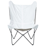 Fauteui Design Papillon avec Pieds en Épingle en Métal et Velours Blanc Nybro