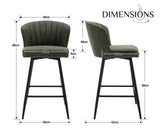 chairus Tabourets de Bar Lot de 2 Tabourets de Comptoir en Cuir PU Chaises et Tabourets de Cuisine avec Cadre en Métal (Vert)