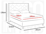 DecoInParis Lit Double en Tissu capitonné Margot (Gris, 180_x_200_cm)