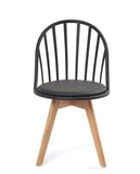 KAYELLES Lot de 2 chaises bistrot à barreaux Style scandinave pour Cuisine, Salle à Manger ou Chambre. Siège avec Coussin Simili Cuir rembourré, Pieds en Bois de hêtre Clair Bold (Noir)