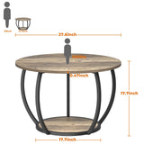 GreenForest Table basse ronde avec rangement ouvert, table de salon moderne avec étagères à 2 niveaux, petite table centrale de ferme avec pieds réglables, table d'appoint de 70,1 cm pour bureau à