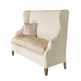 Loberon Canapé Ombra, style classique avec oreilles, mélange de matériaux nobles, fauteuil à oreilles, siège, lin, polyester, bois de manguier, crème/beige