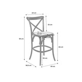 sweeek - Lot de 2 tabourets de Bar bistrot Vintage en Bois Naturel avec Repose-Pieds