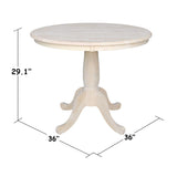 International Concepts IC Table de Salle à Manger Ronde en Bois véritable Massif, Bois de parawood Robuste, 91,4 cm, Brut