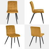 DUHOME Chaise Salle à Manger Lot de 4 Chaise Cuisine avec Dossier Tabouret Coiffeuse Velours Siège Capitonnée pour Salon Chambre Restaurant, Jaune