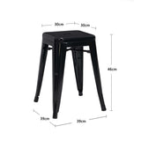 DUHOME Tabouret de Bar Industriel Chaise Salle à Manger Lot de 2 Tabouret Empilables Siège Bistrot Cadre en Métal pour Cuisine Restaurants (Noir, 46cm)
