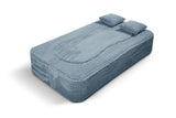 MyFoam Canapé en mousse, 3 places, 200 cm, avec fonction sommeil, déhoussable, moderne et confortable, bleu clair