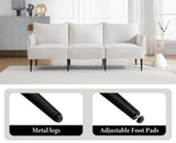 DAYALANE Canapé de 2 Places en Chenille Petit Canapé avec Accoudoirs Sofa à Coussin Rembourré et Cadre en Métal, Blanc