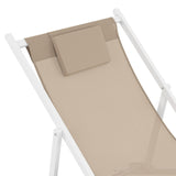 IDMarket - Lot de 2 chiliennes en métal Blanc Lota Toile textilène Beige
