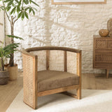 MACABANE ISA - Fauteuil en manguier Dossier cannage Naturel Assise Couleur Taupe