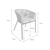 Alice's Garden - Lot de 2 fauteuils de Jardin en Corde Noire et Acier galvanisé. Coussin Gris