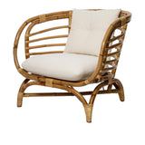 Generico Fauteuil avec coussin en rotin Farah blanc Mobilier d'intérieur,Mobilier de jardin