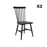 Alice's Home - Lot de 2 chaises Noires à barreaux en Bois d'hévéa. Romie. L 50.8 x P 44.2 x H 90cm