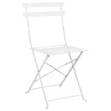 Salon de Jardin Bistrot Table et 2 Chaises en Acier Blanc Pliable avec Patins Fiori