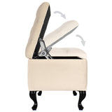 Banc rembourré de Rangement MODIANO BL 81x42cm - Velours Beige, Siège, Banquette, Coffre de Stockage avec Couvercle, Pouf pour Salon Chambre Entrée Couloir Coiffeuse Bout de Lit