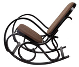 Mendler Rocking-Chair, Fauteuil à Bascule M41 - Imitation Noyer, Tissu Marron